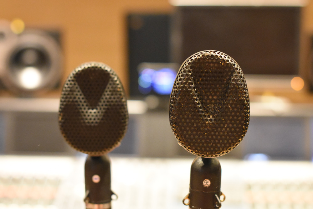Two Coles 4038 ribbon microphones